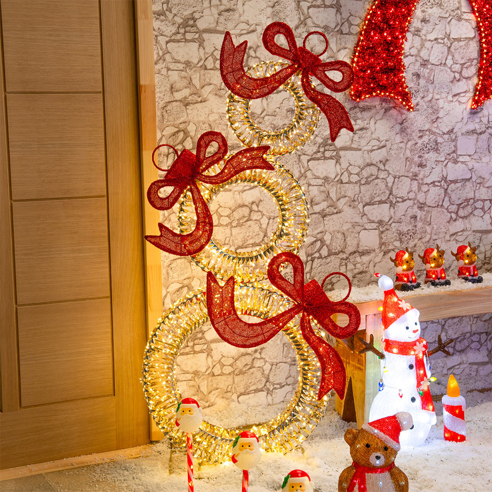 1500 LED Bow Gold Bauble Stack Image 2
