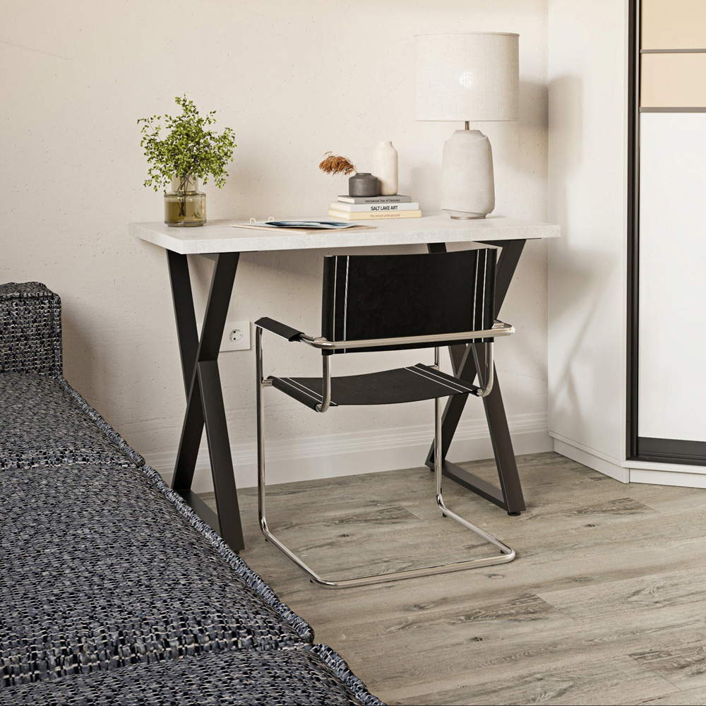 Shefa Chicago 4 Seater Dining Table Concrete Grey Image 3