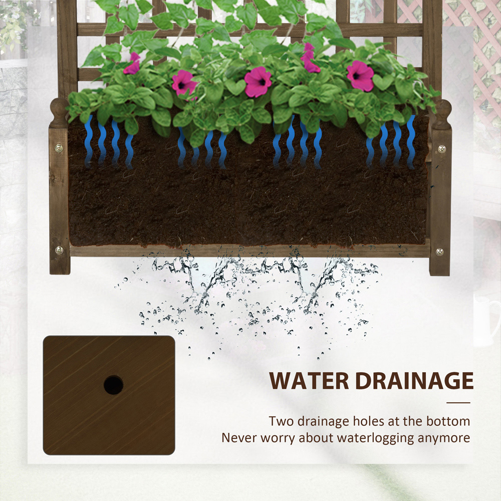 Outsunny Brown Raised Garden Bed Planter with Trellis 75 x 28 x 64cm Image 5