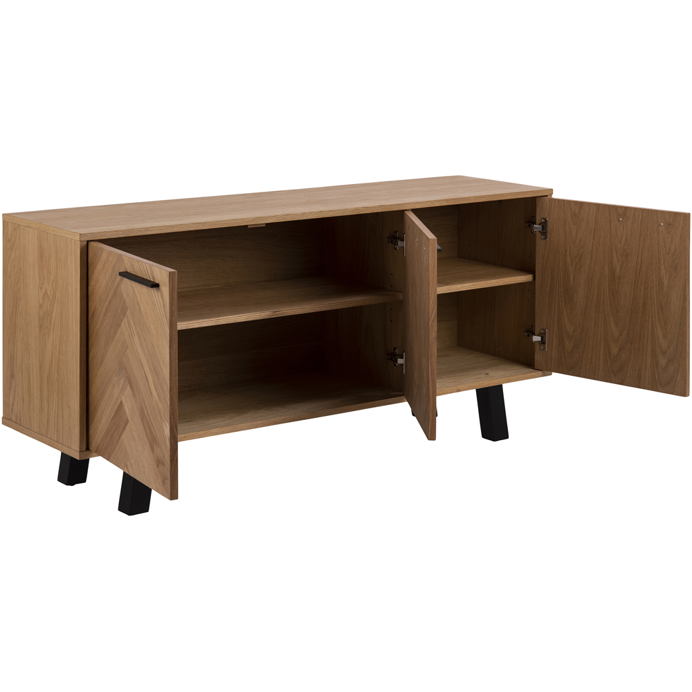 Florence Brighton 3 Door Oak Herringbone Effect Sideboard Image 5
