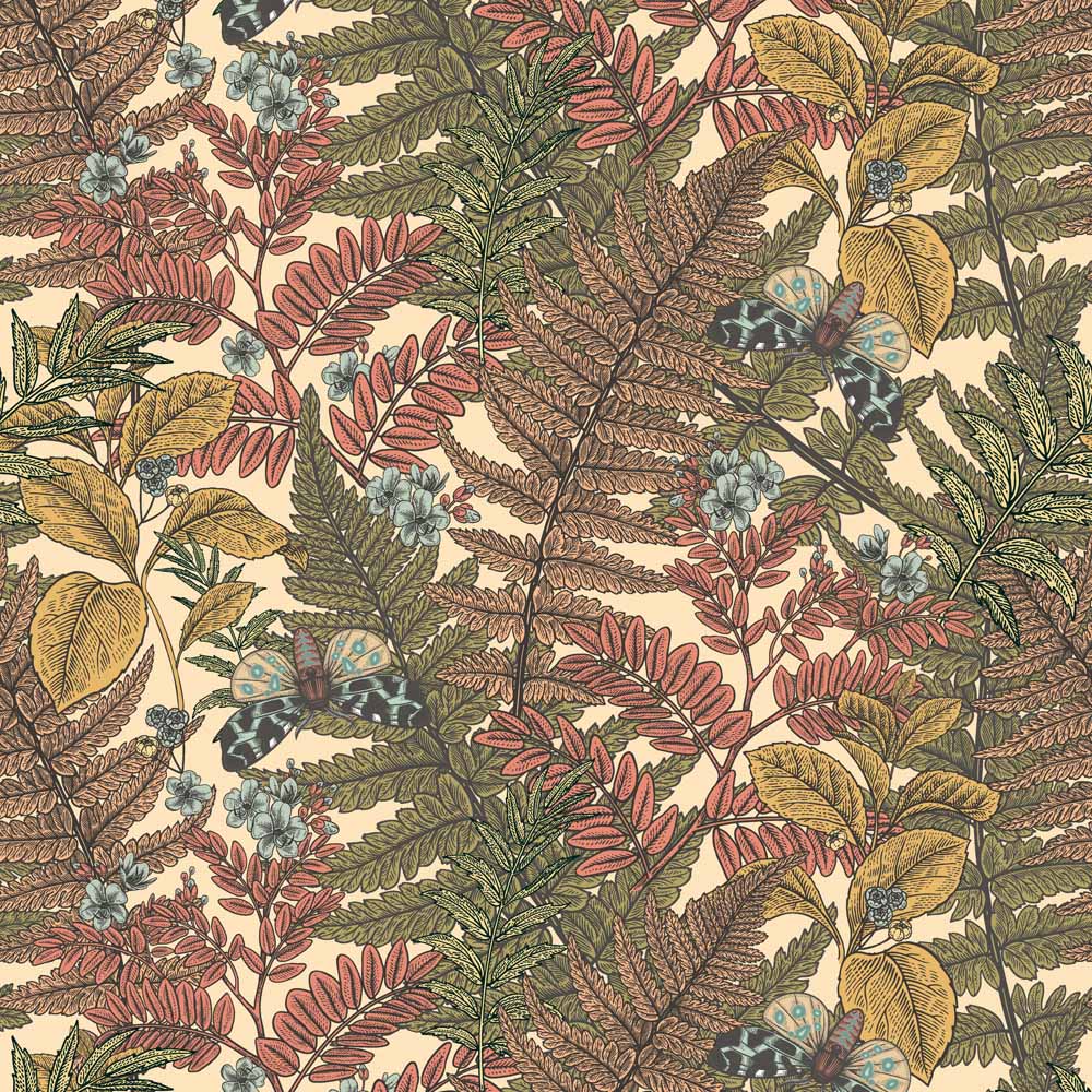 Hoopla Walls Wild Ferns Warm Spice Non Woven Wallpaper Image 1