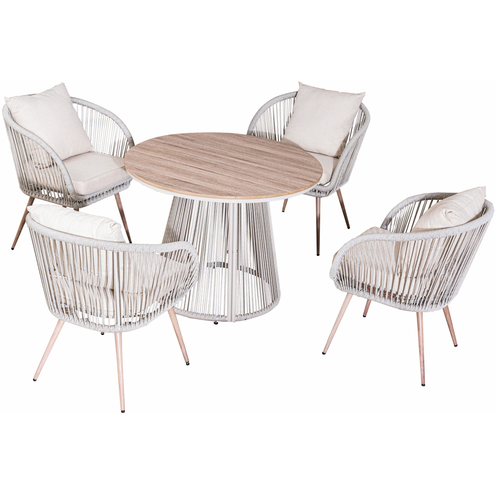 Direct Wicker 4 Seater Grey Iron Woven Round Garden Dining Set Image 2