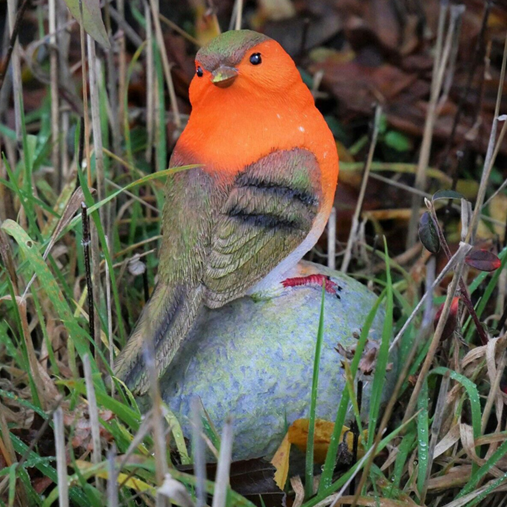 Marco Paul Robin Redbreast Perched on a Stone Christmas Ornament Image 3