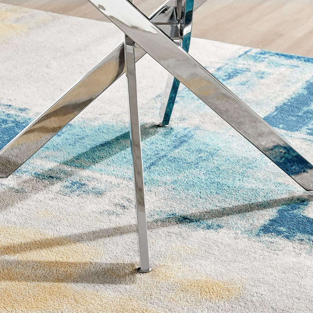 Furniturebox Arona Valera Marble Effect 6 Seater Round Dining Set White and Black Image 7