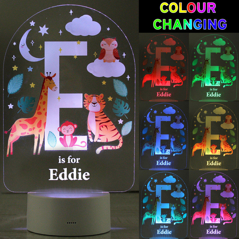 Personalised Memento LED Colour Changing Personalised Animal Alphabet Night Light Image 4