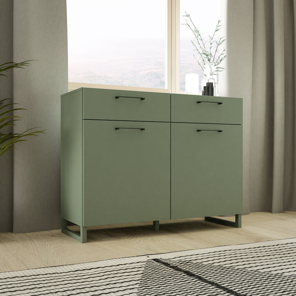 Florence Sali 2 Door 2 Drawer Sage Green Sideboard Image 6