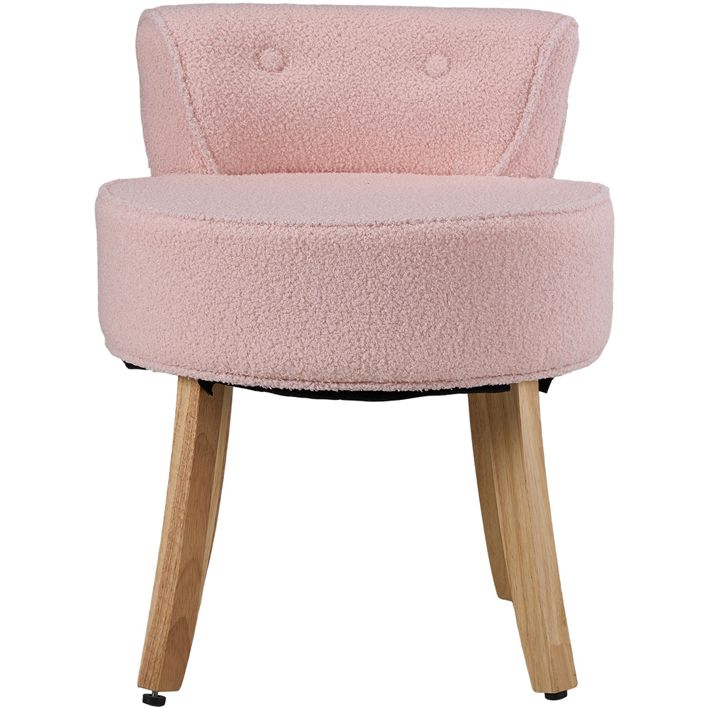 Living and Home Pink Teddy Fleece Button Tufted Vanity Stool Image 2