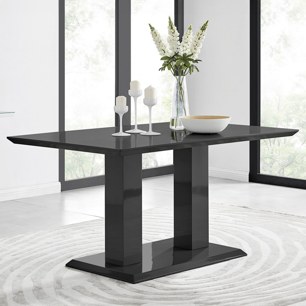 Furniturebox Molini Cesano 6 Seater Dining Set Black Gloss and Navy Image 2