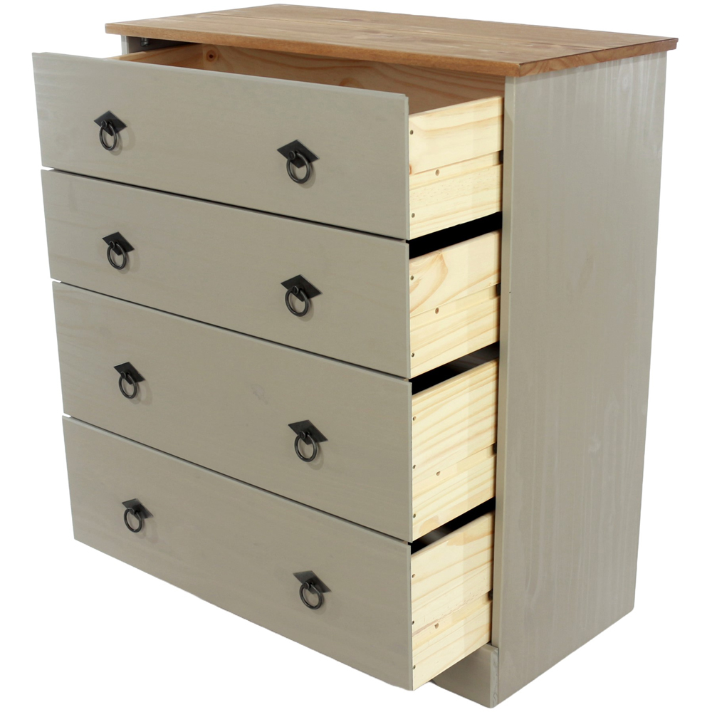 Core Products Corona Classic 4 Drawer Grey Pine Wood Chest of Drawers Image 4