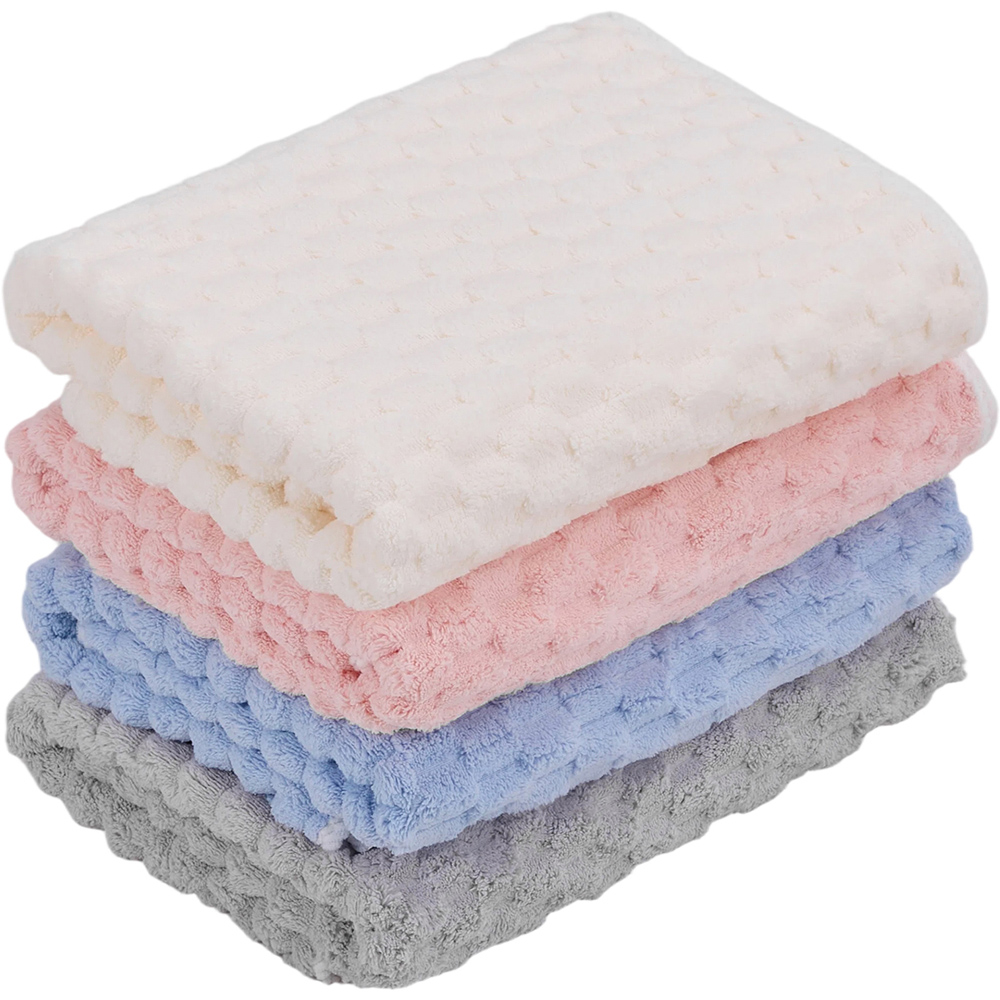 Living and Home Soft Coral Fleece Multicolour Waffle Texture Bath Towel Set of 4 Image 1