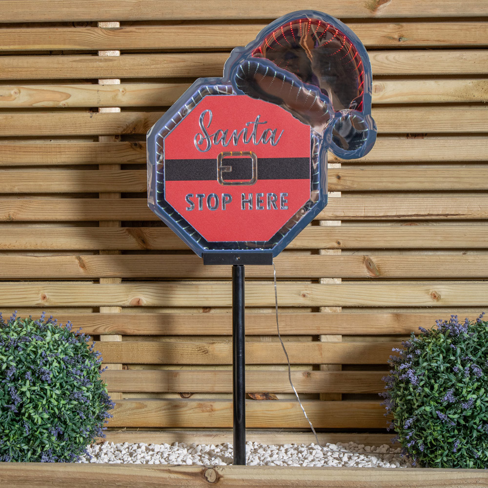 Samuel Alexander Red and White LED Santa Stop Here Sign with Santa Hat Christmas Decoration 40cm Image 7