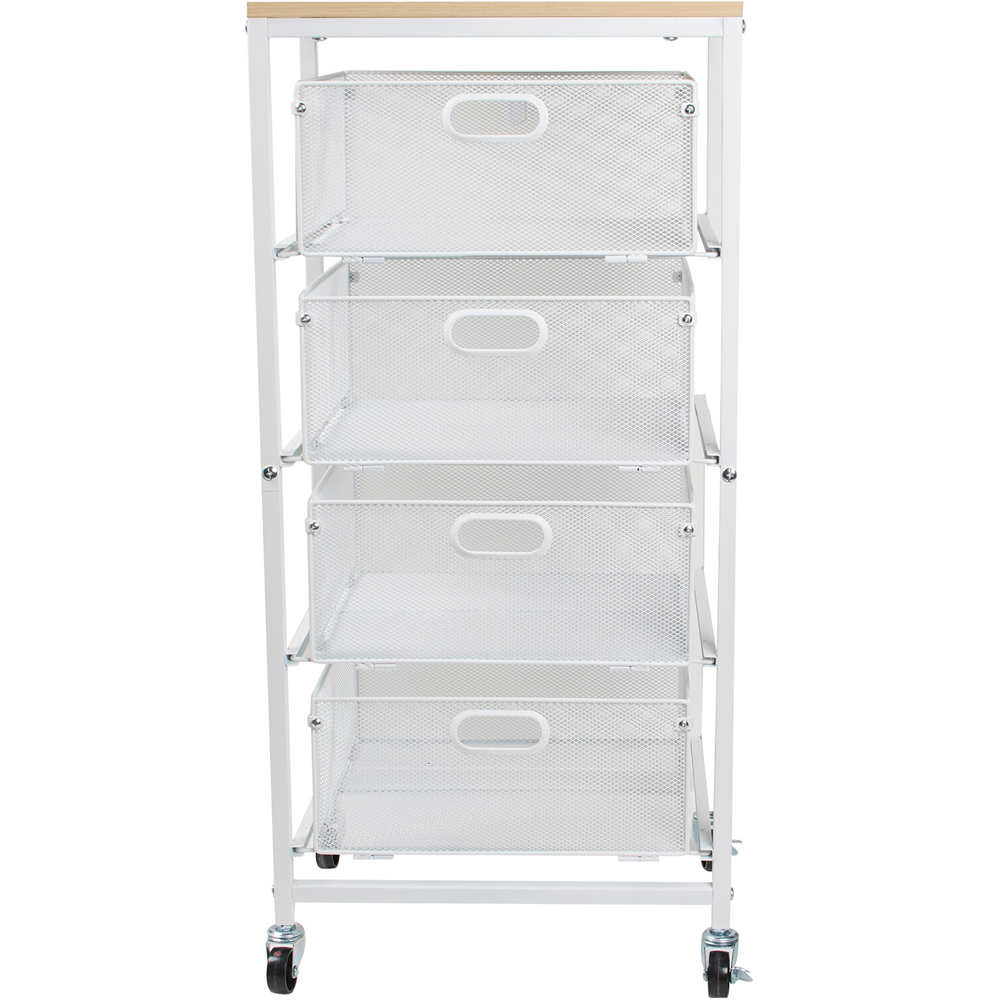 Wood Effect and Mesh Storage Cart White Image 2