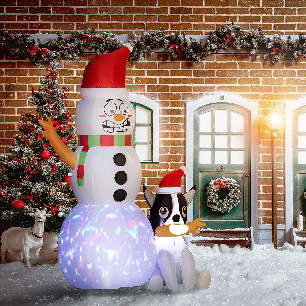 Everglow LED Inflatable Snowman with Dog Christmas Decoration 6.2ft Image 3