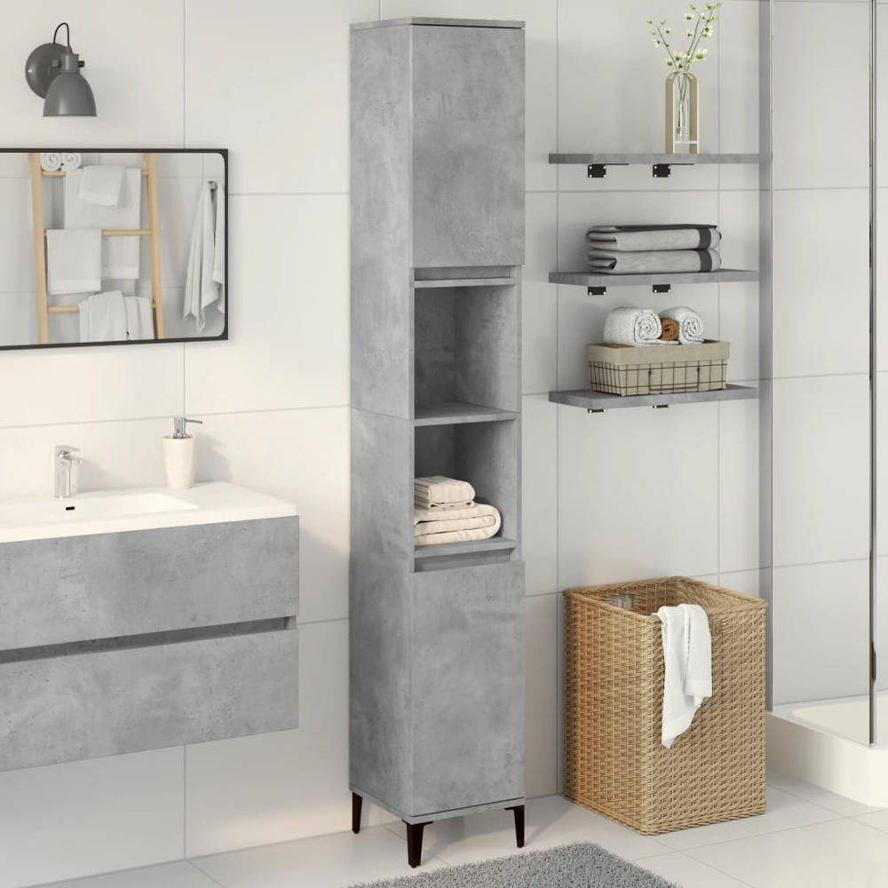 vidaXL 2 Door Grey Wood Bathroom Cabinet Image 1