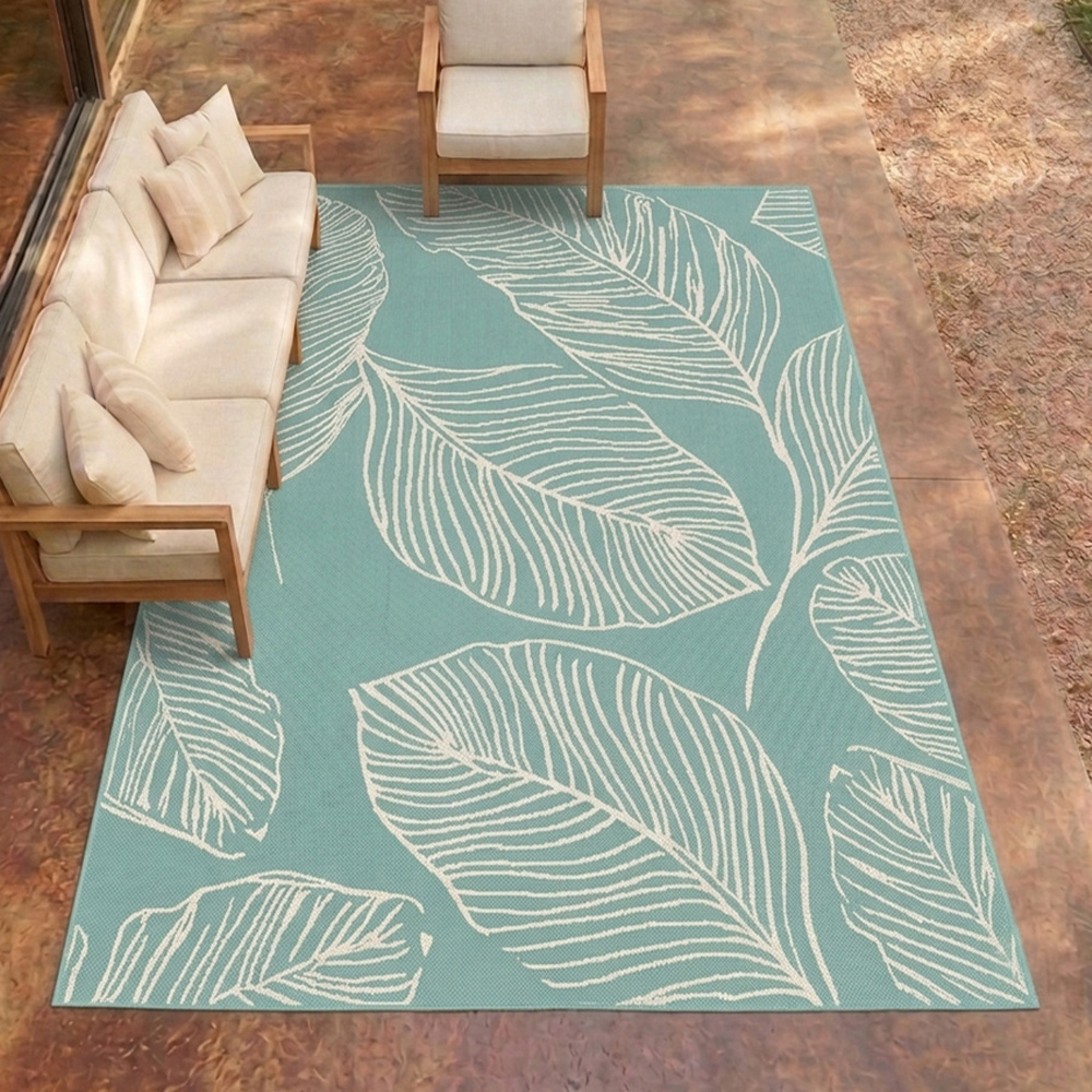 Portland Rugstyle Aqua Leaf Rug 120 x 170cm Image 1