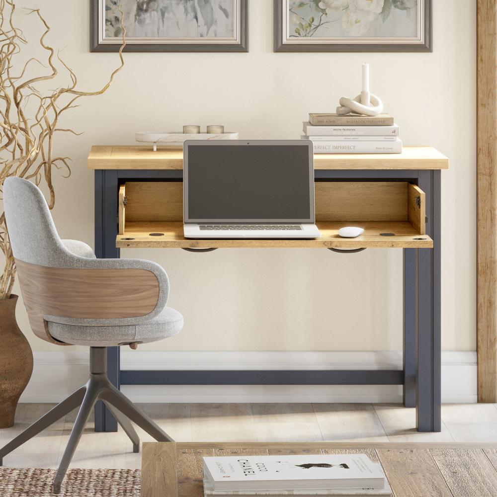 Baumhaus Splash of Blue Wooden Desk Blue and Brown Image 7