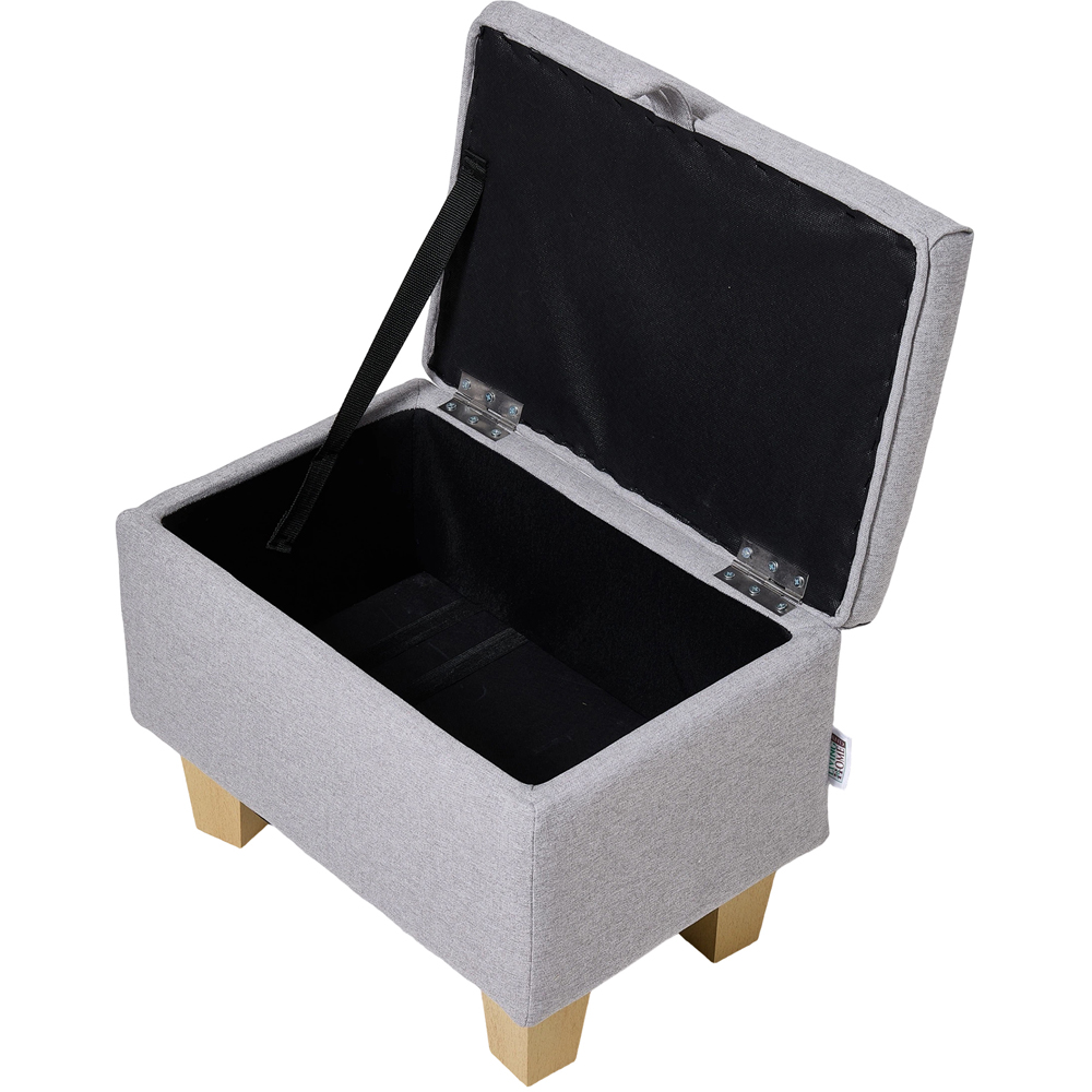 Living and Home Grey Linen Upholstered Storage Ottoman Image 2