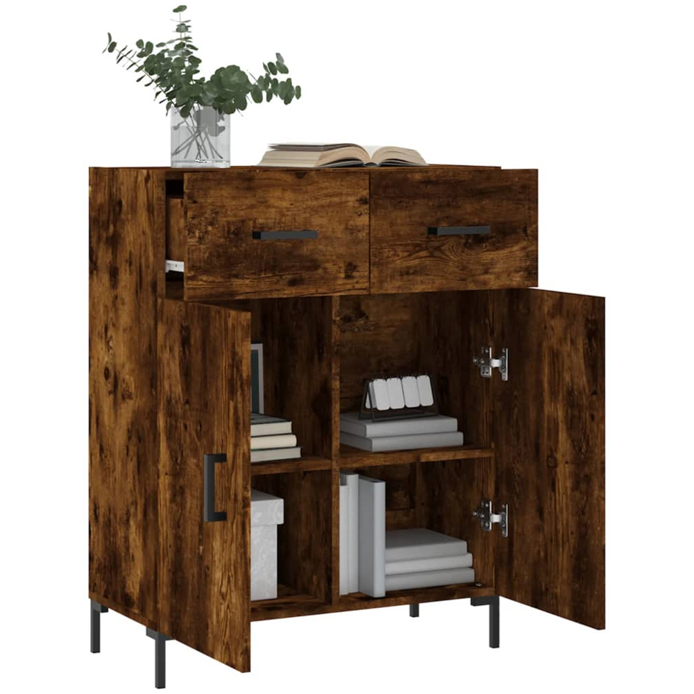 vidaXL 2 Door 2 Drawer Dark Brown Sideboard with Metal Legs Image 4