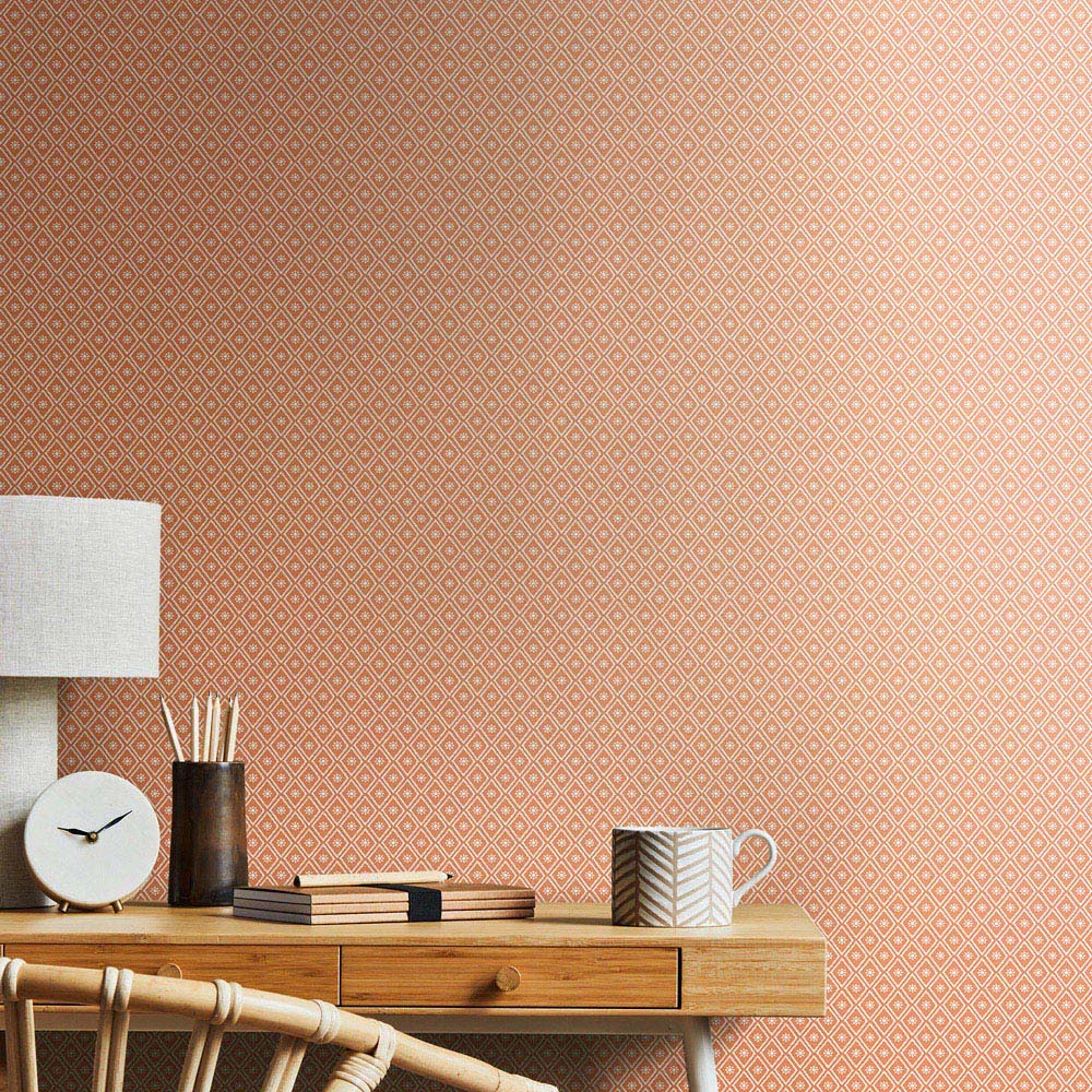 Hoopla Walls Purity Ditsy Diamond Pink Wallpaper Image 2