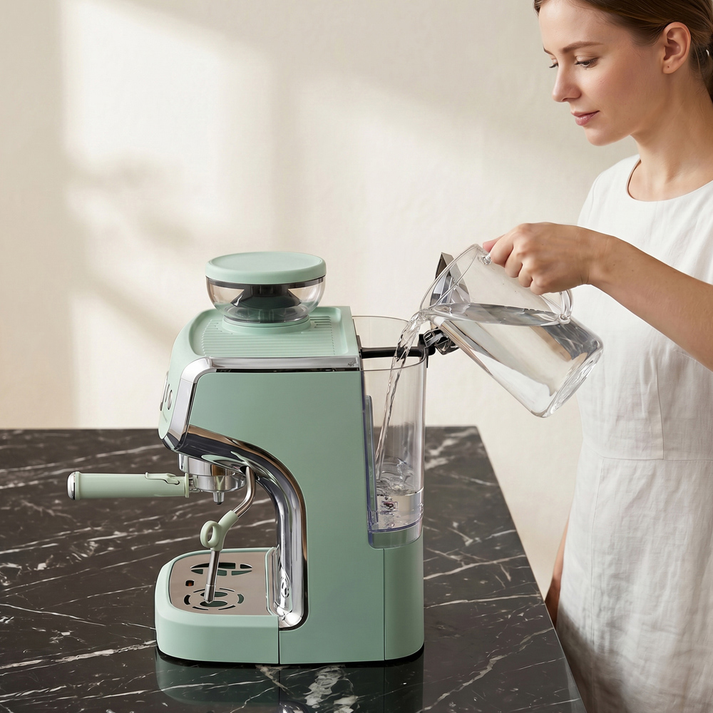 HOMCOM Bean to Cup 800-197V70LN Light Green Coffee Machine with Integrated Bean Grinder Image 4