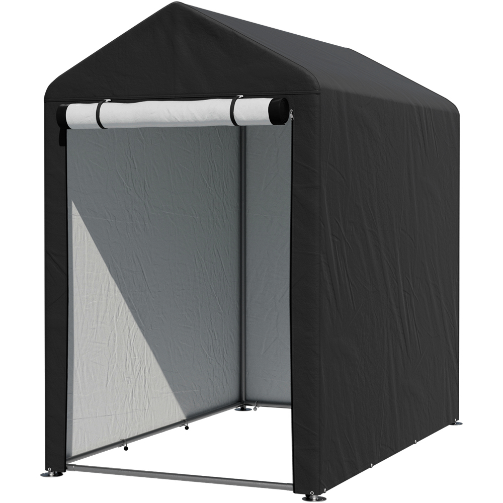 Living and Home 3 x 5ft Black Outdoor PE Bicycle Shelter Storage Shed Image 1