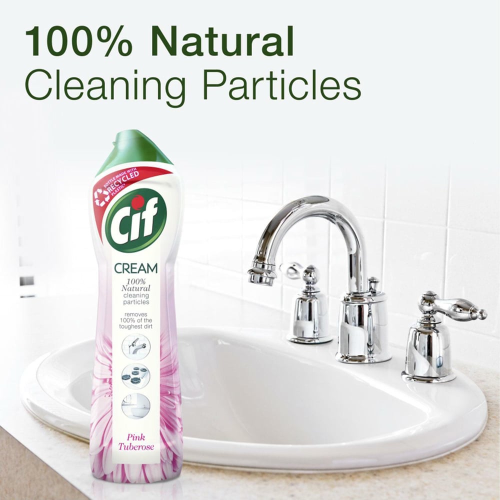 CIF Natural Cleaning Particles Pink Tuberose Cleaner Cream 500ml 3 Pack Image 4