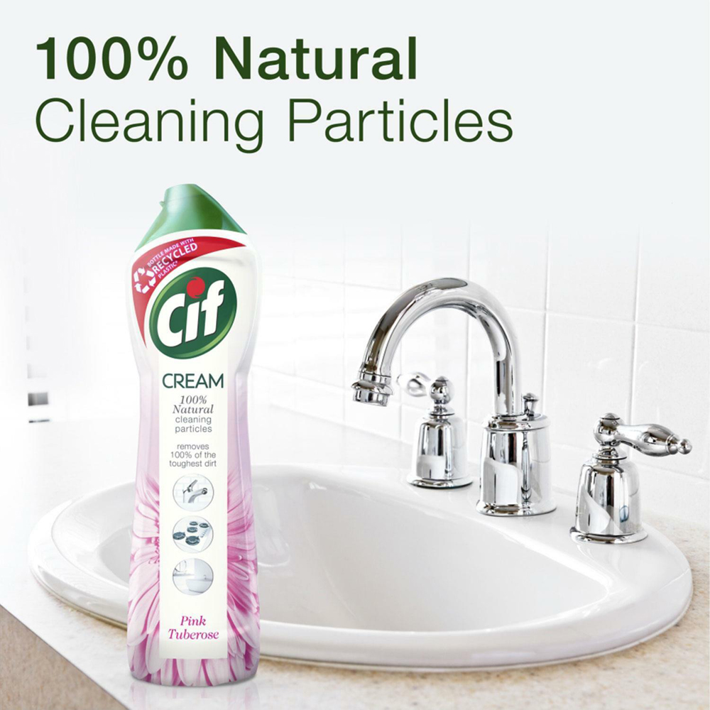 CIF Natural Cleaning Particles Pink Tuberose Cleaner Cream 500ml 2 Pack Image 4