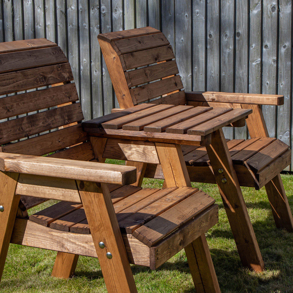 Samuel Alexander 2 Seater Handmade Chunky Rustic Wooden Garden Companion Seat Image 6