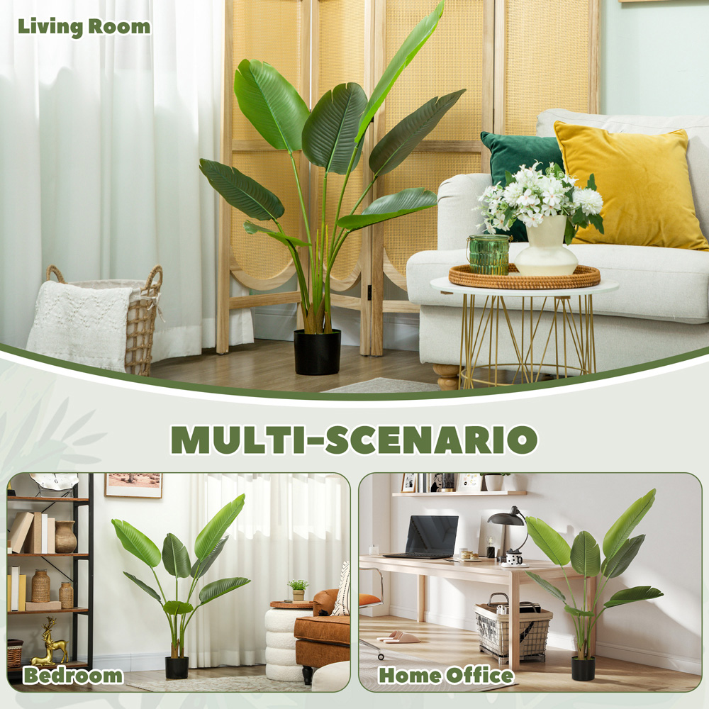 HOMCOM Green Bird of Paradise Artificial Plant Pot with Flocking 109cm Image 6