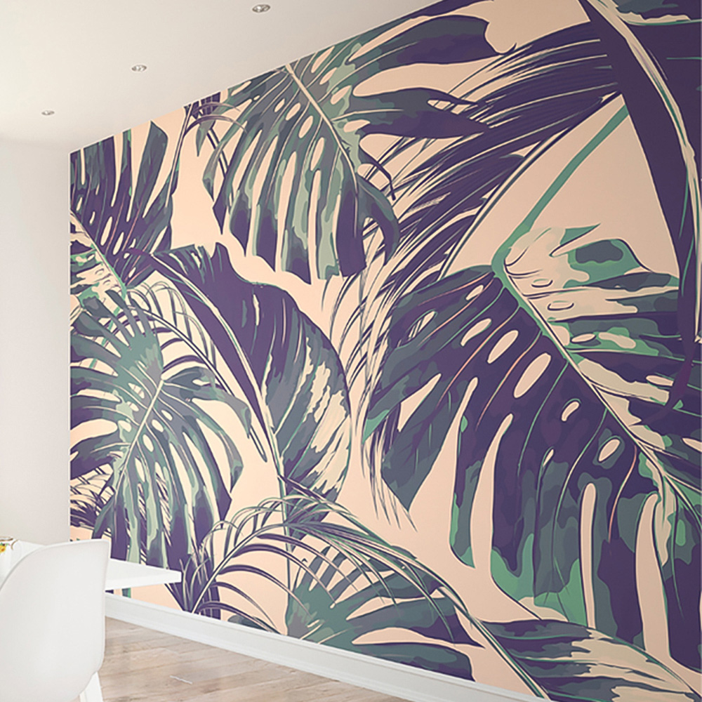 Origin Murals Palm Leaves Blush and Jade Wall Mural Image 1