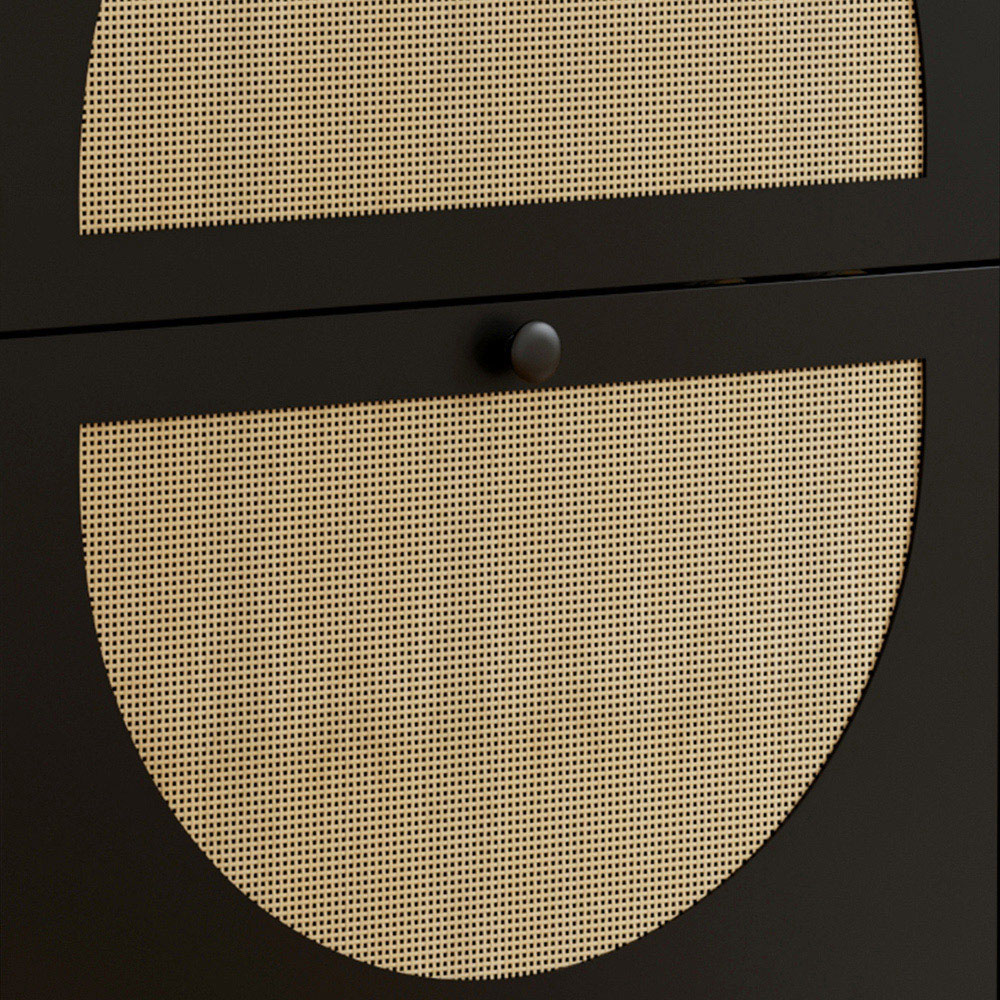 FurnitureHMD 2 Door Black Woven Rattan Shoe Cabinet with Hooks Image 3