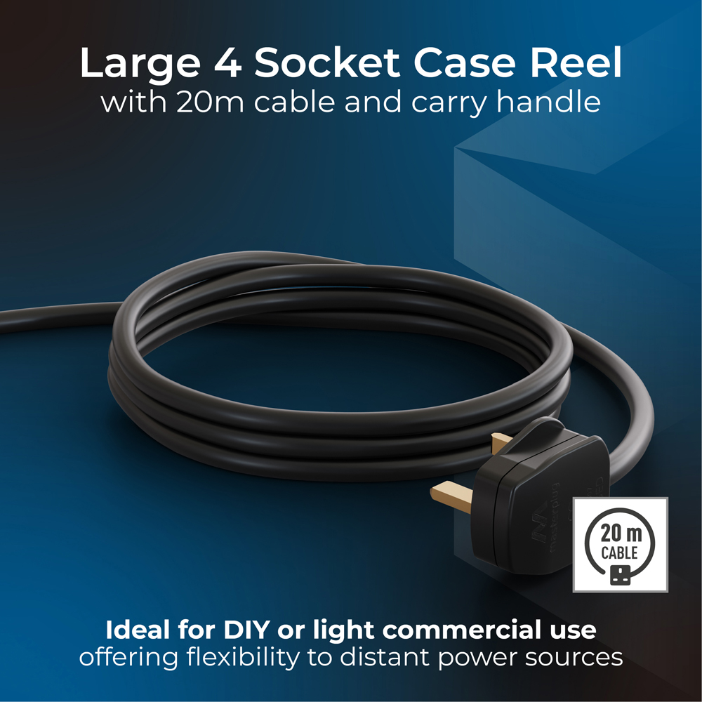 Masterplug Blue 13A 4 Socket Case Cable Reel 20m Image 6