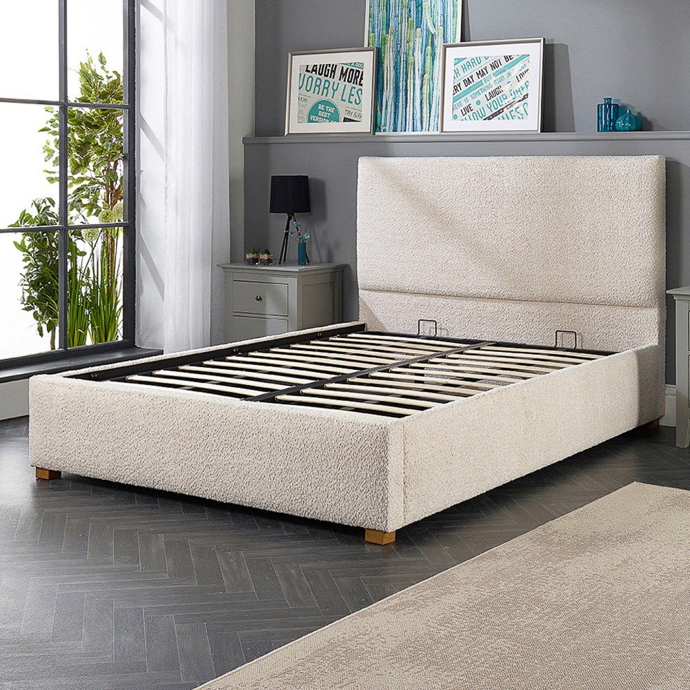 Aspire Double Cream Boucle Upholstered Garland Ottoman Bed Frame Image 2