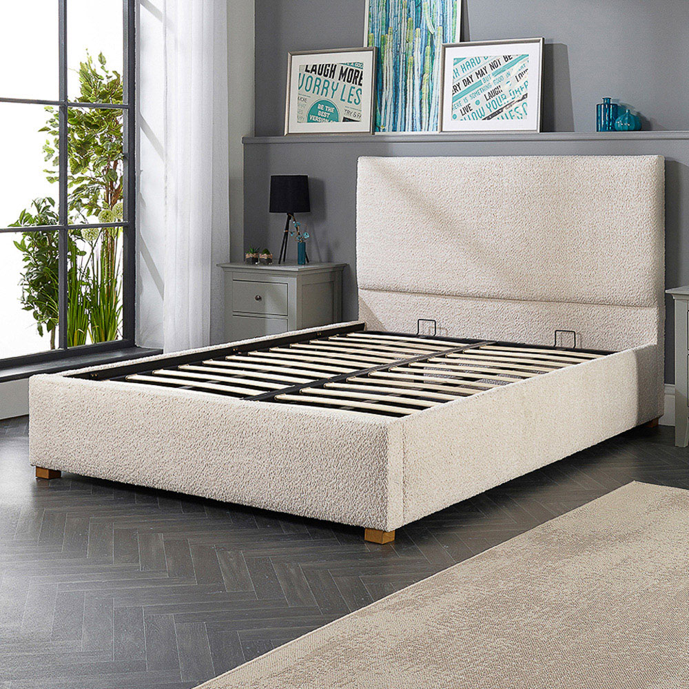 Aspire Single Cream Boucle Upholstered Garland Ottoman Bed Frame Image 2
