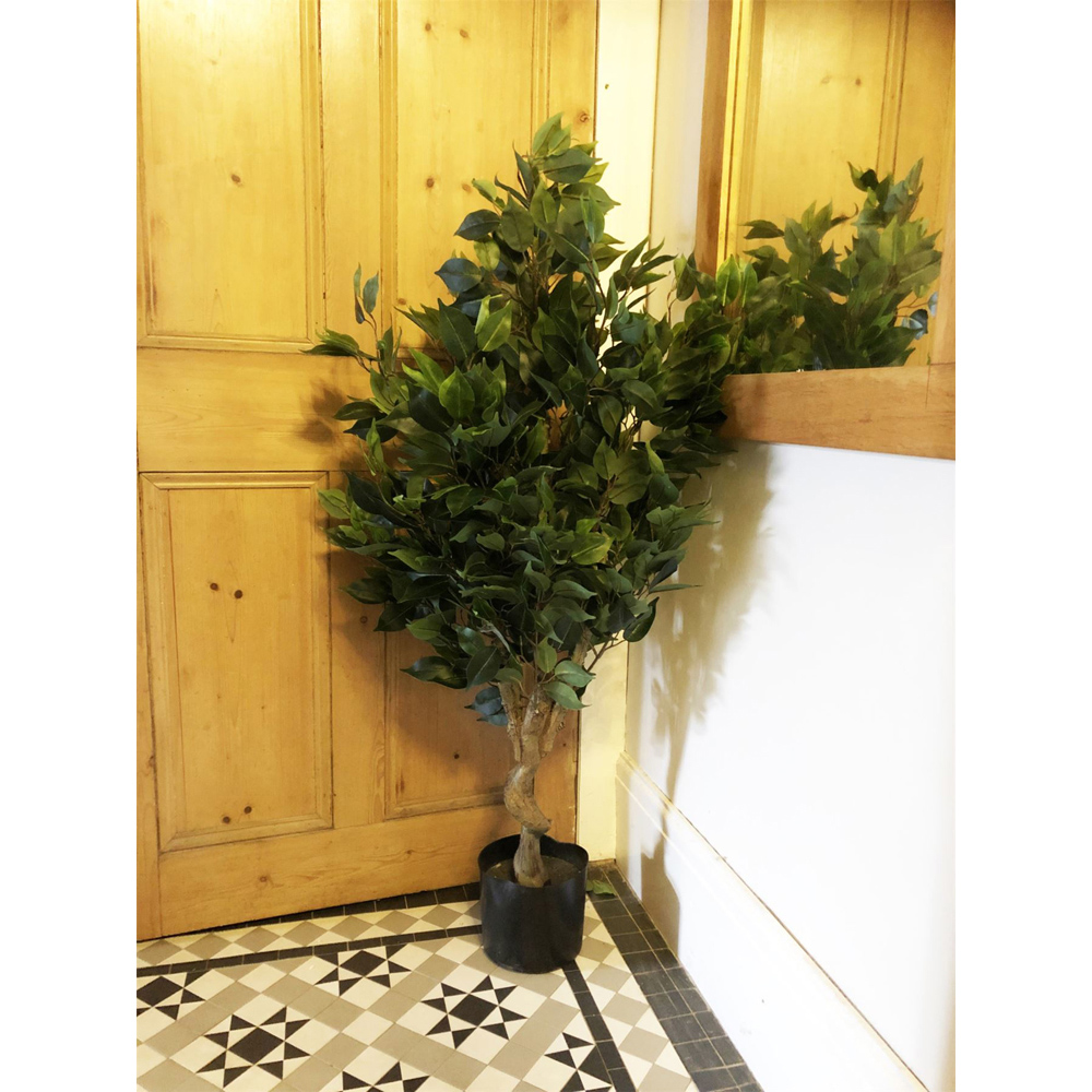 Leaf Evergreen Twist Ficus Artificial Plant in Gold Planter 110cm Image 2