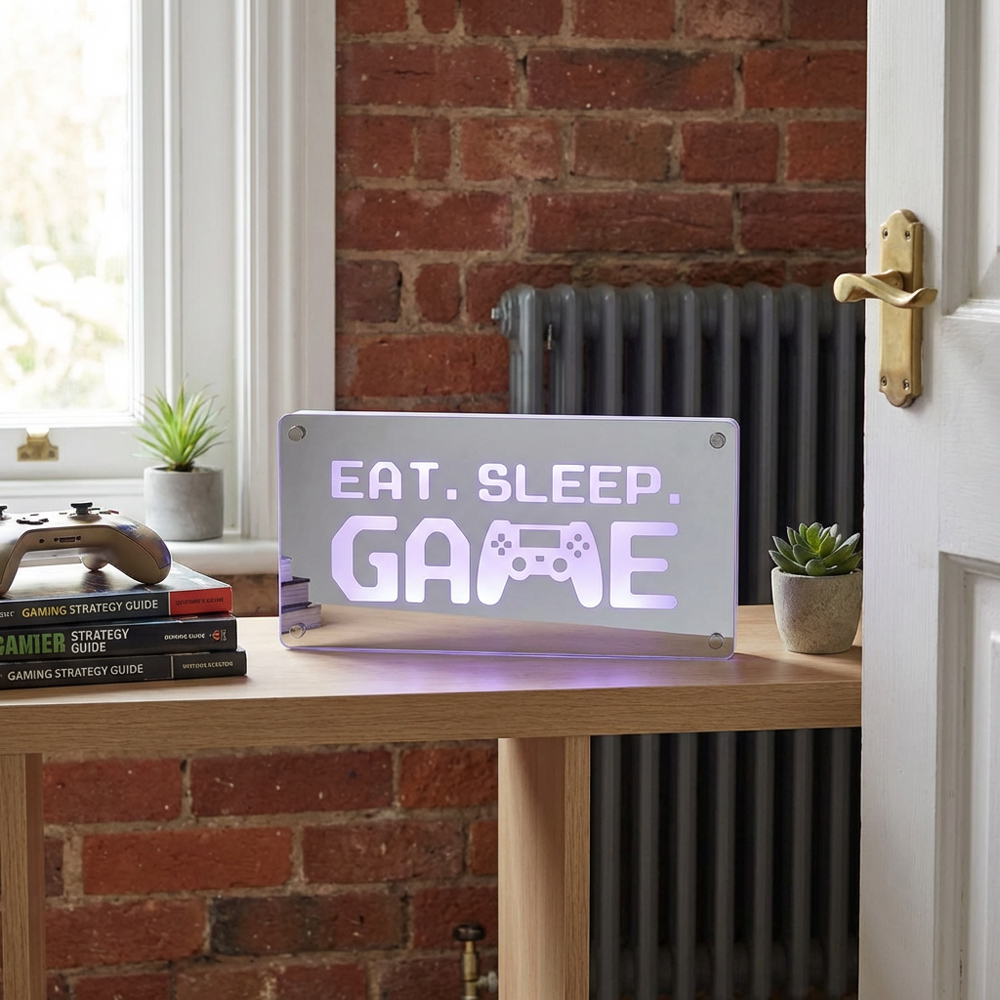 Eat Sleep Game Neon Block Light Image 3