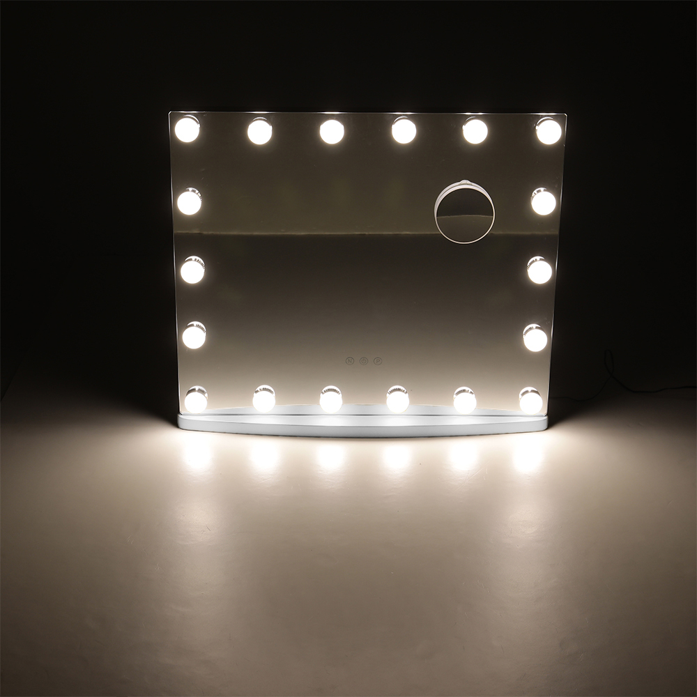 Living and Home White Rectangular Hollywood LED Metal Vanity Mirror with 10X Magnification Image 2