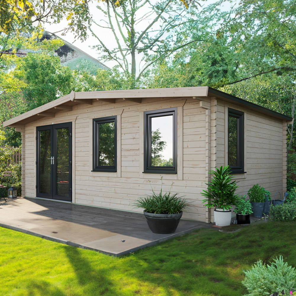 Power Sheds 14 x 20ft Left Double Door Chalet Log Cabin Image 2