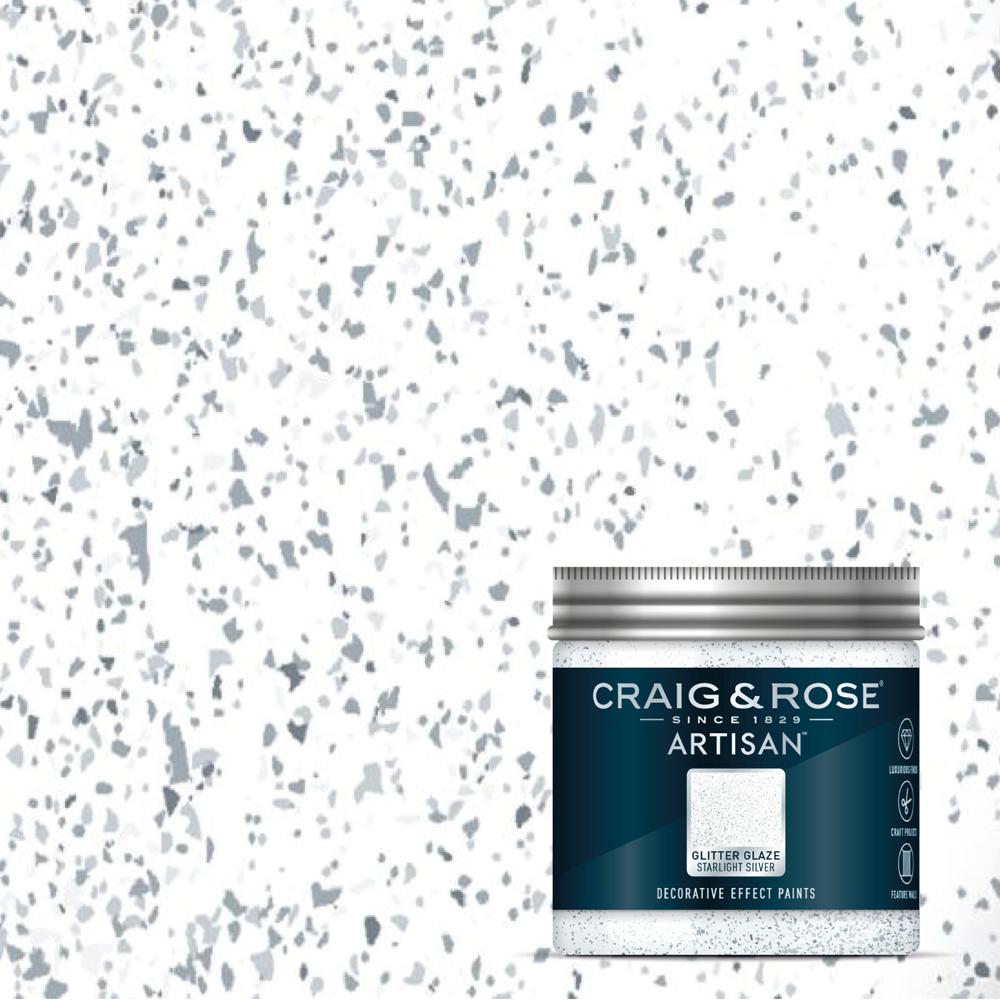 Craig & Rose Artisan Walls & Ceilings Glitter Glaze Starlight Silver Paint 300ml Image 4