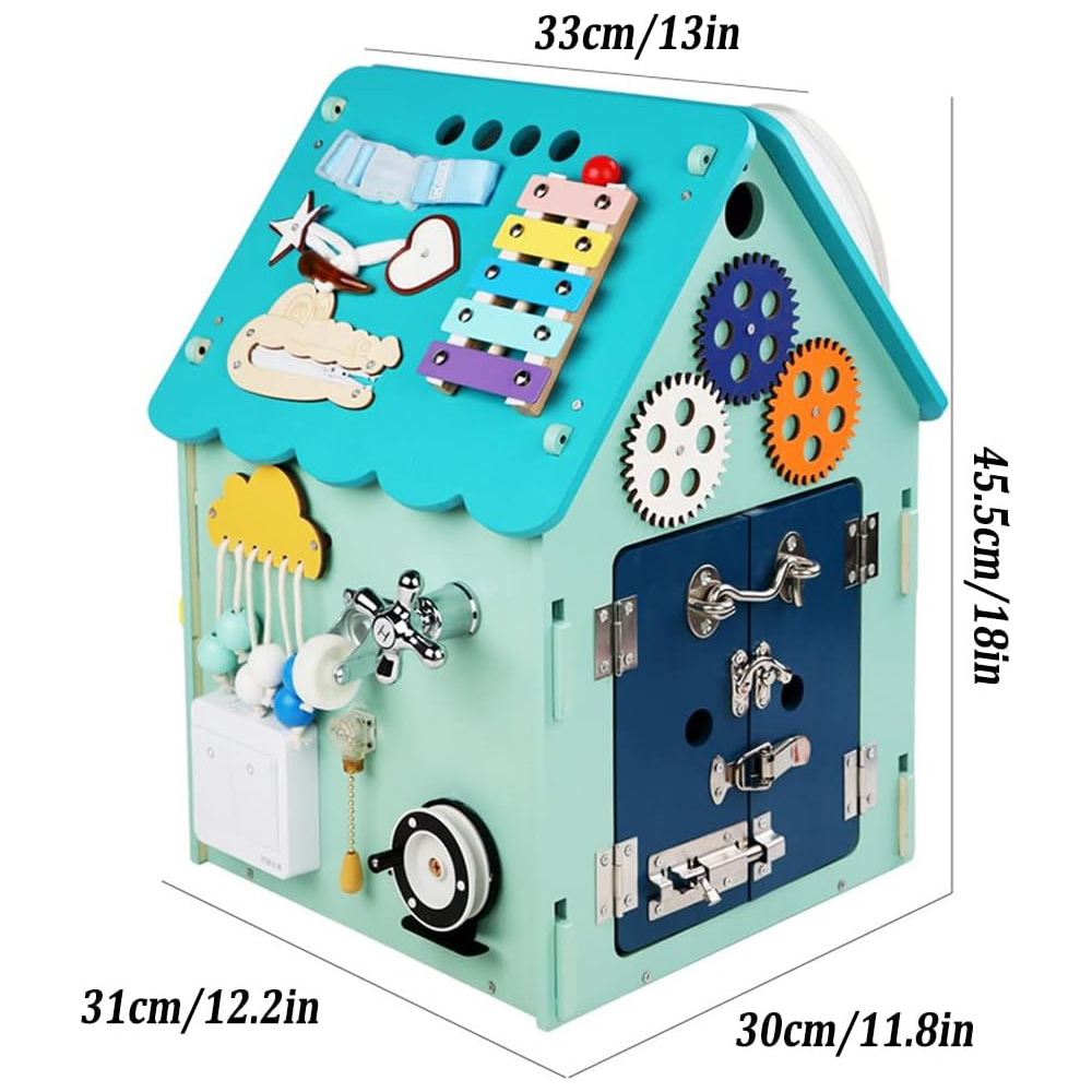 Dyzi Montessori Blue Busy House Sensory Educational Toys Image 6