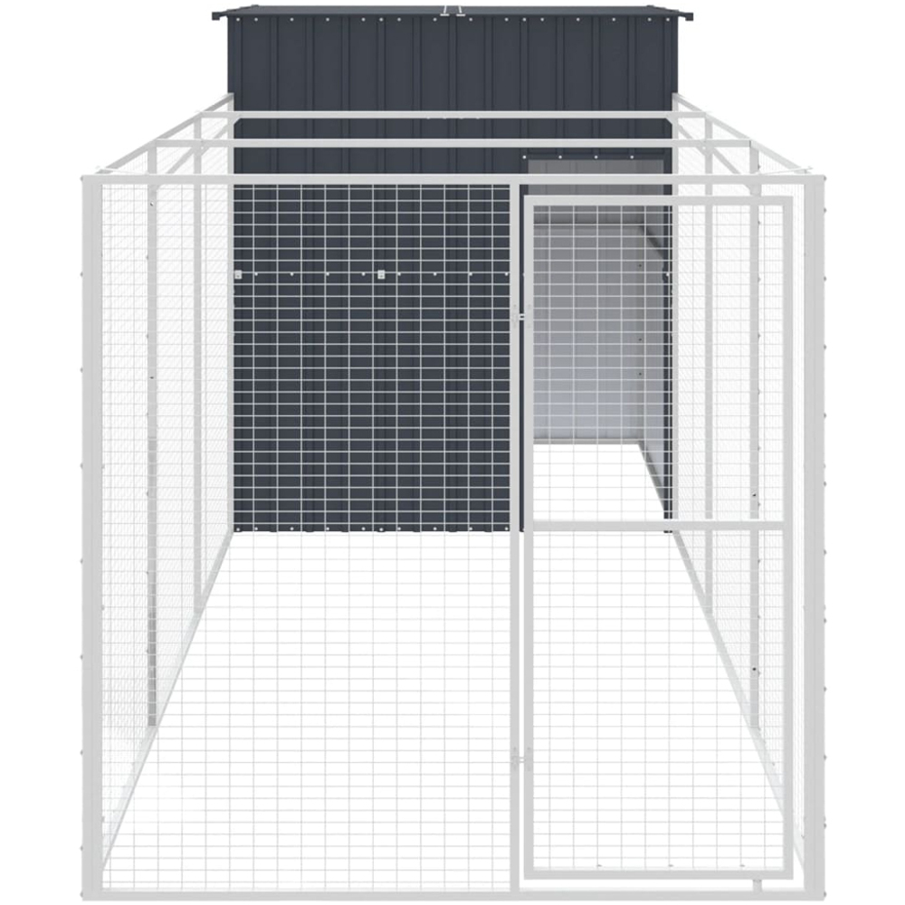 vidaXL Anthracite Galvanised Steel Kennel with Run 165 x 455 x 181cm Image 2