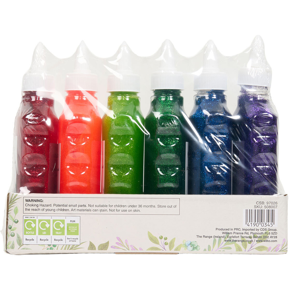 Pack of 6 Multicolour Glitter Glues Brights Image 4