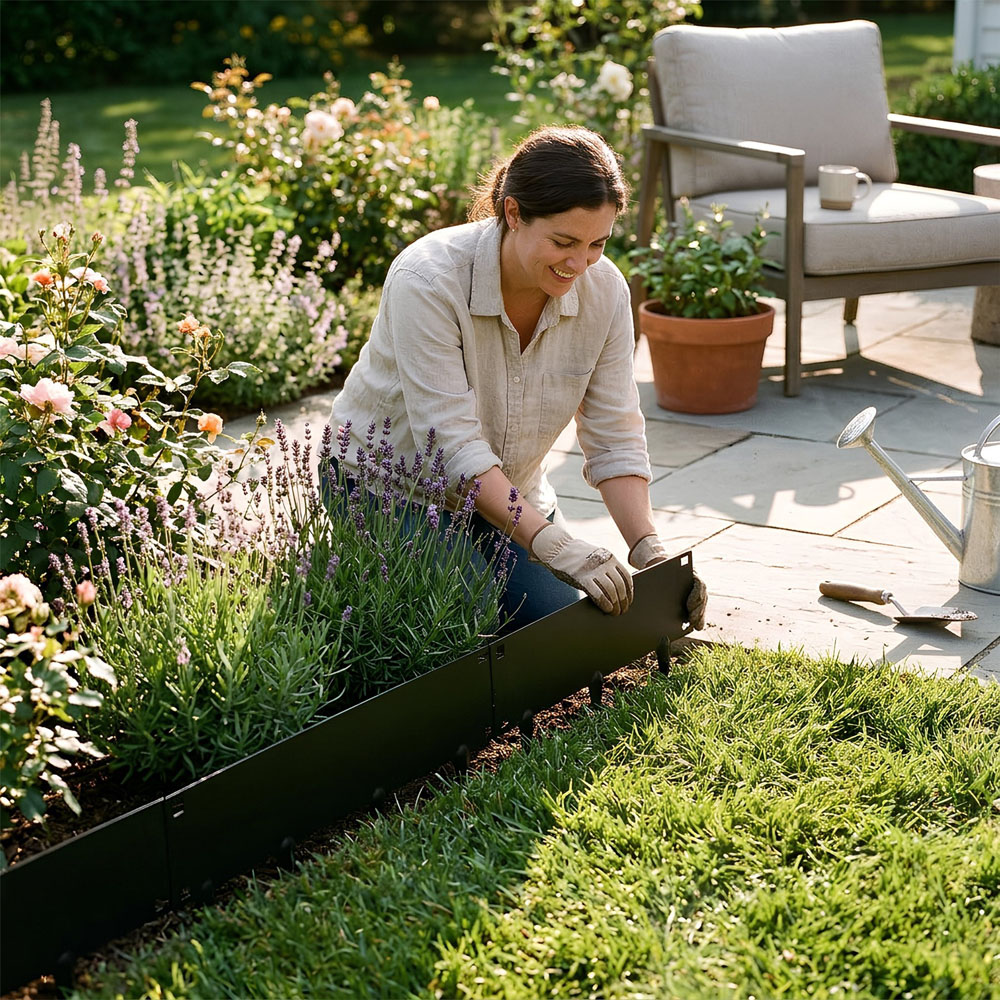 Harbour Housewares Black Steel Lawn Edging 5m x 16cm 5 Pack Image 4