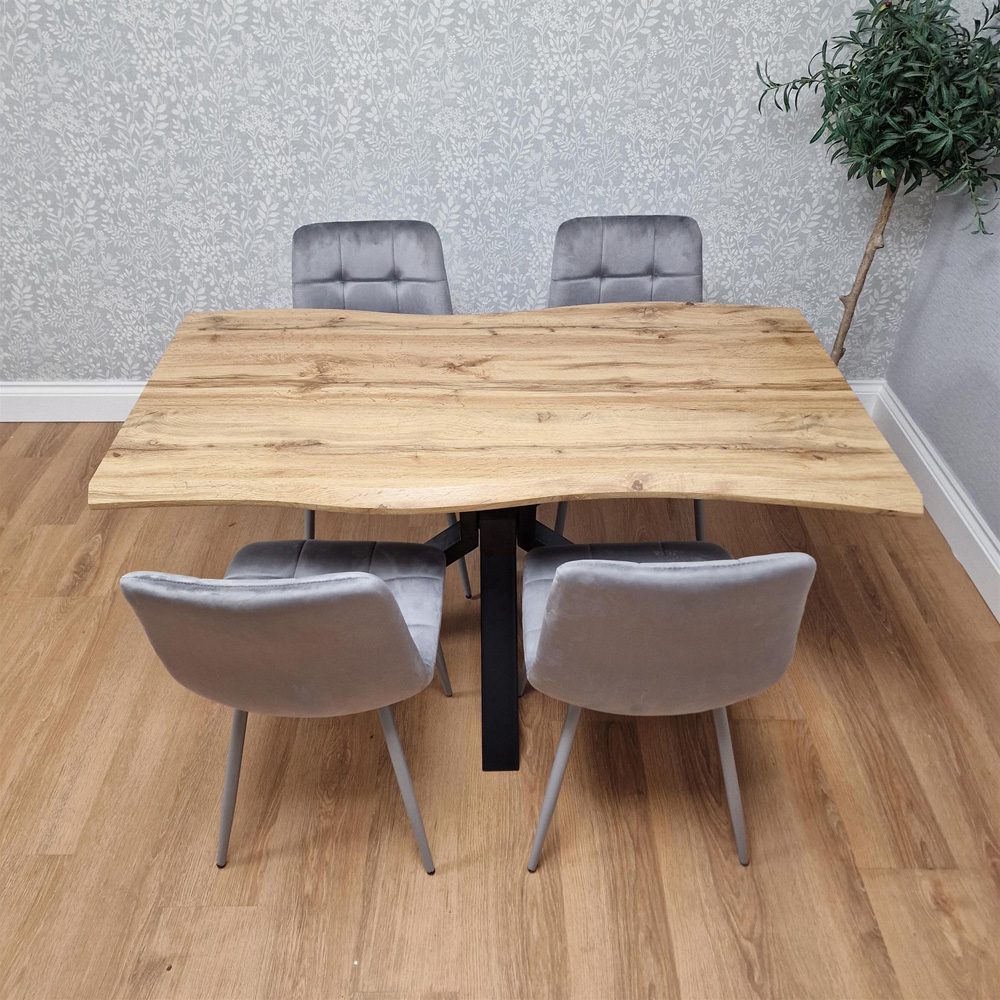 Kosy Koala 4 Seater Velvet Wooden Rectangle Dining Set Grey Image 7