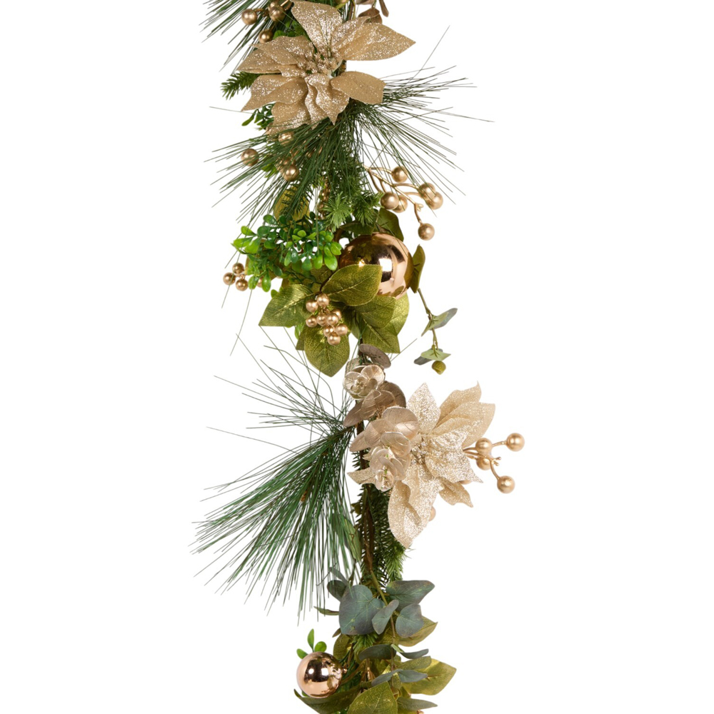 Gold Poinsettia Bauble Garland Image 3