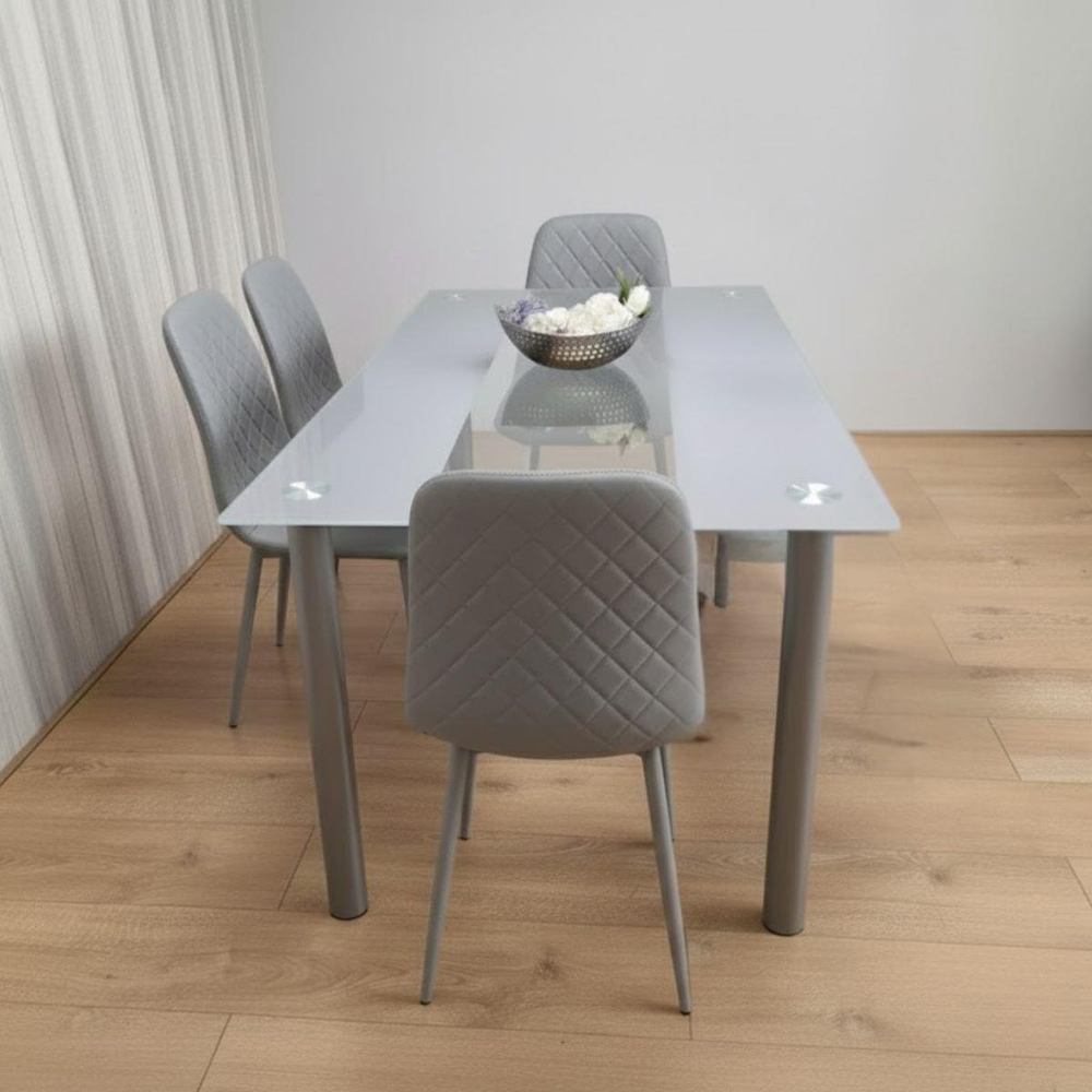 Portland Kosy Koala 4 Seater Gem Pattern Glass Dining Set Grey Image 5