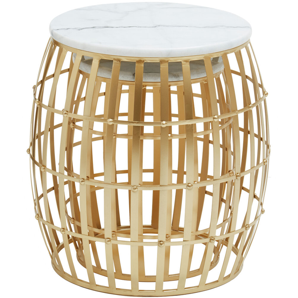 Premier Housewares Jolie White Marble Round Coffee Table Set of 2 Image 2