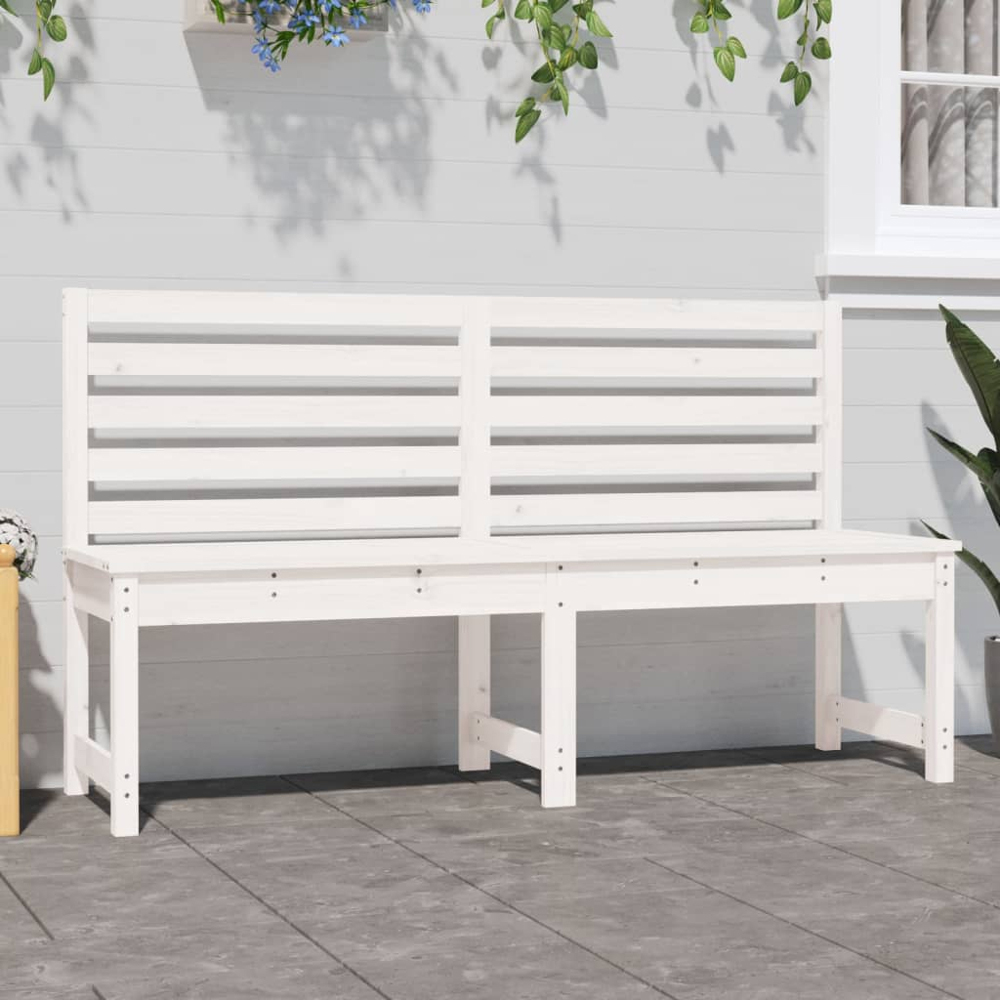 vidaXL White Solid Pine Wood Slatted Garden Bench 157.5 x 48 x 91.5cm Image 1