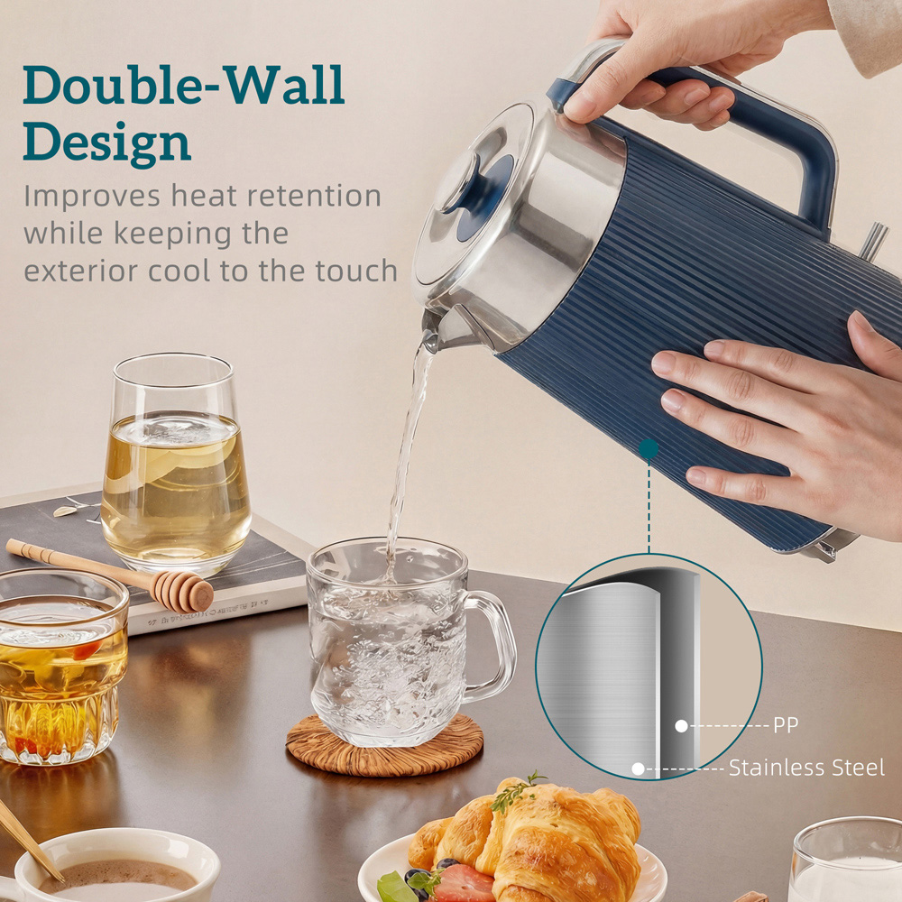 HOMCOM Dark Blue 1.7L Rapid Boil Kettle and 4 Slice Toaster Set Image 5