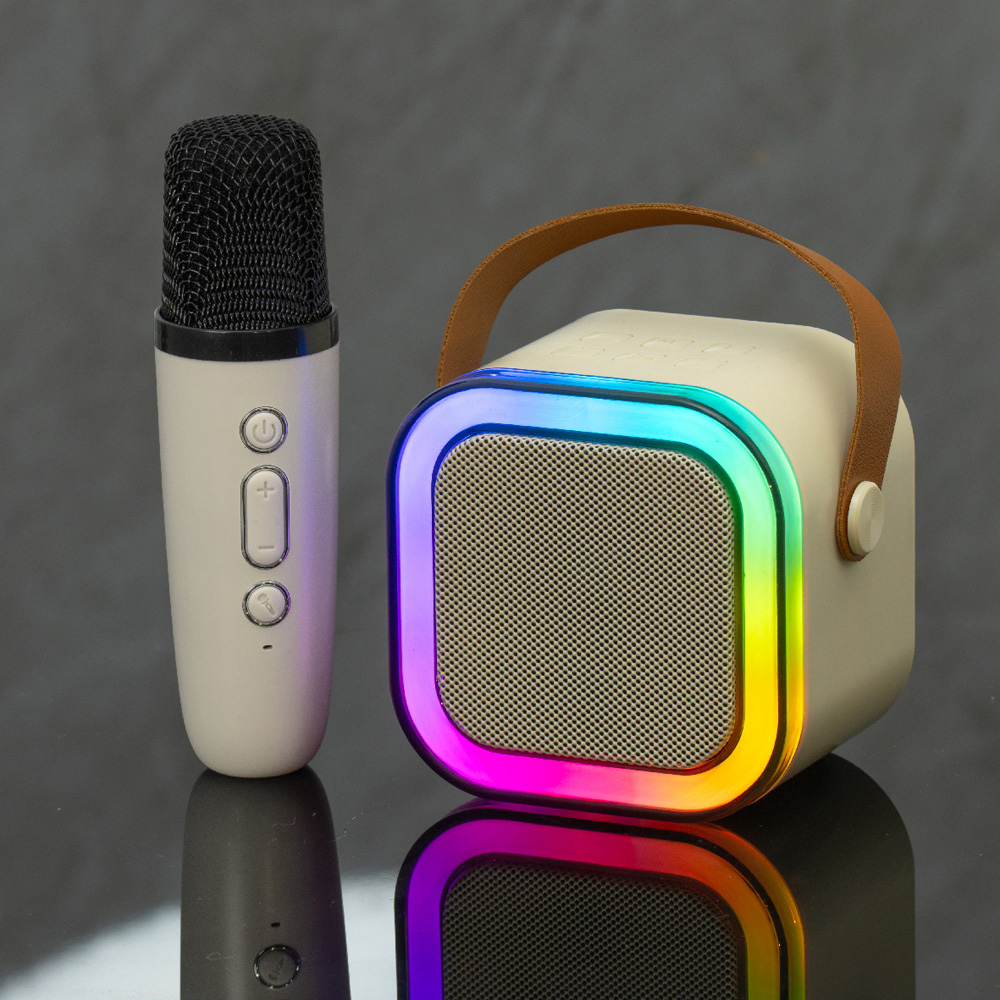 Global Gizmos White Mini Wireless Karaoke Machine with Lights Image 2